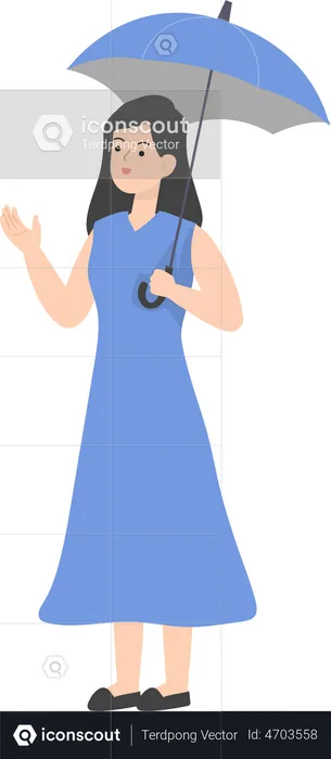 Business Woman Under Umbrella  Illustration