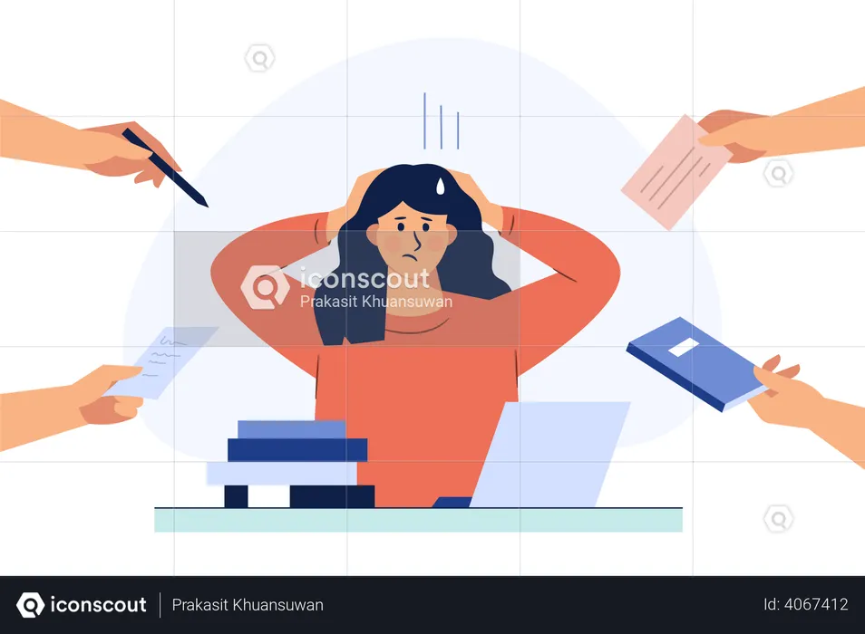 Business Woman under work pressure  Illustration