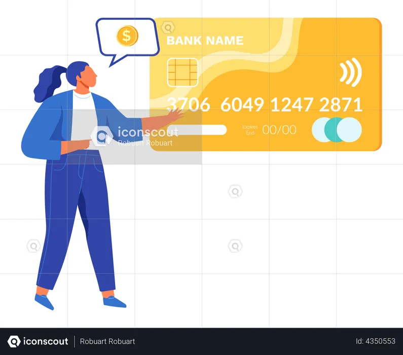Business woman using card for payment  Illustration