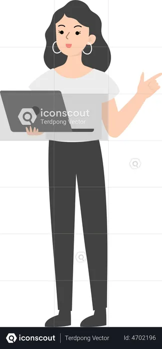 Business woman using laptop  Illustration