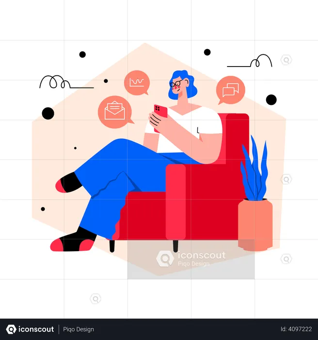 Business woman using phone  Illustration