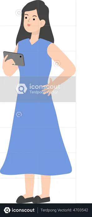 Business Woman Using Tablet  Illustration