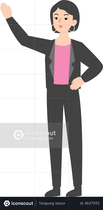 Business woman waiving hand  Illustration