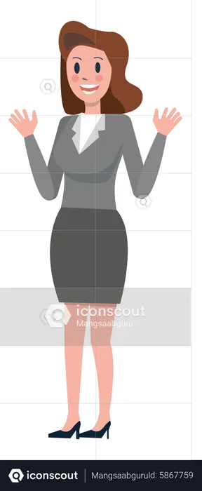 Business woman waving both hand  Illustration