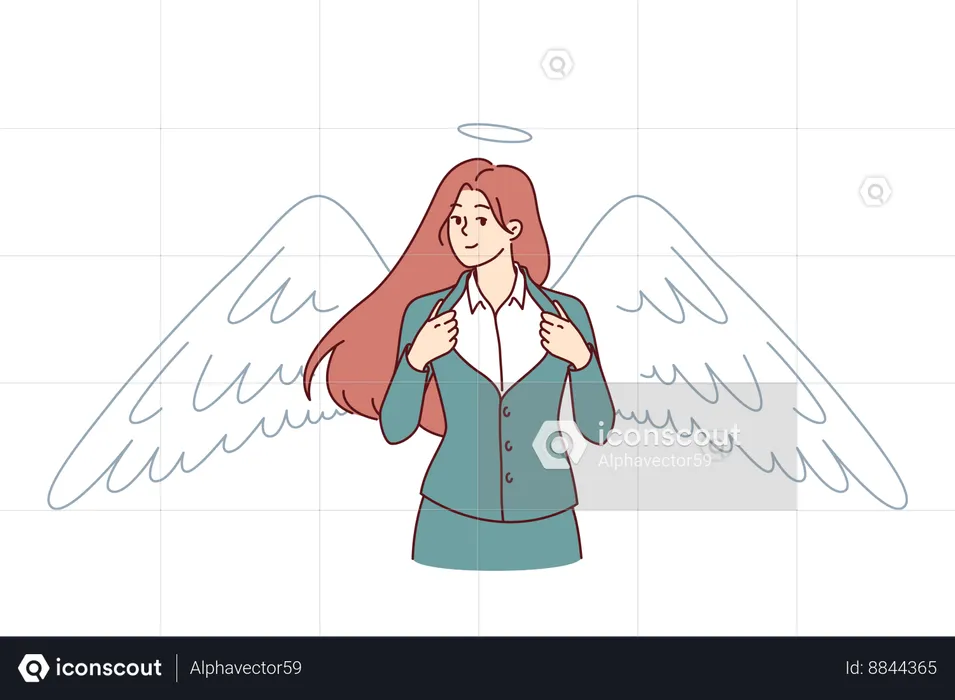 Business woman with angel wings  Illustration