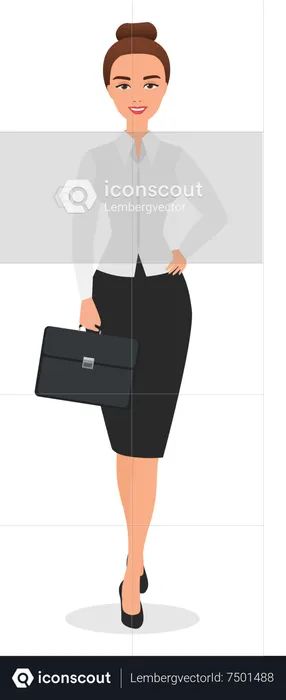 Business woman with briefcase  Illustration
