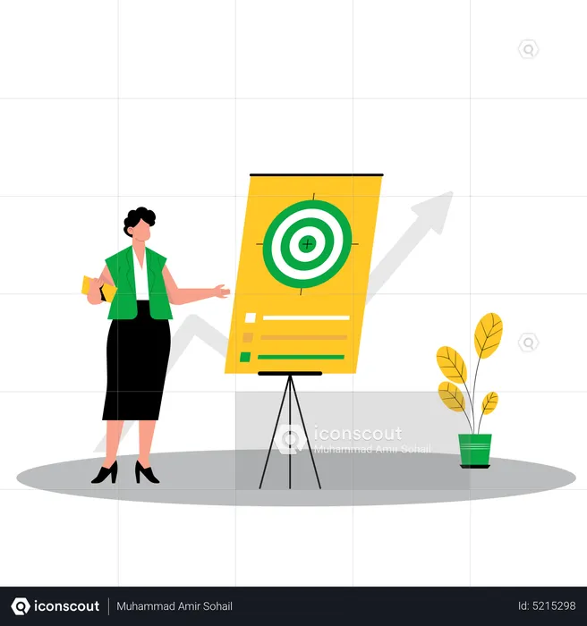 Business woman with business goal  Illustration