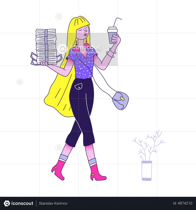 Business woman with investment profit  Illustration
