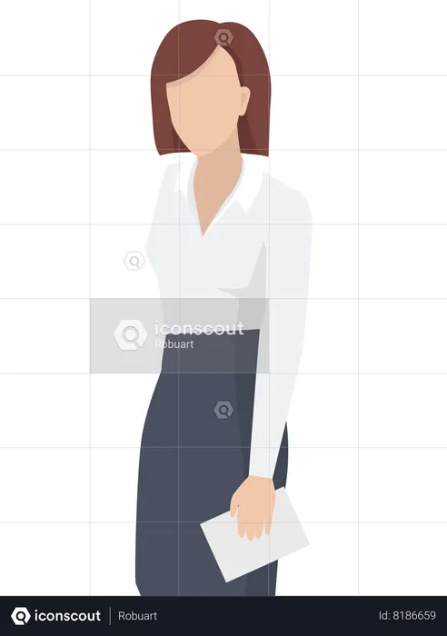 Business woman with paper in hand  Illustration