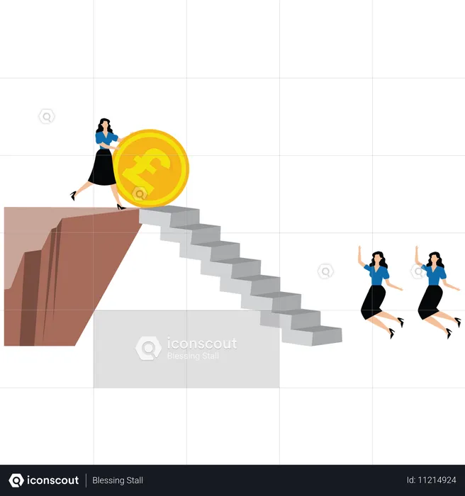 Business woman with pound inflation  Illustration