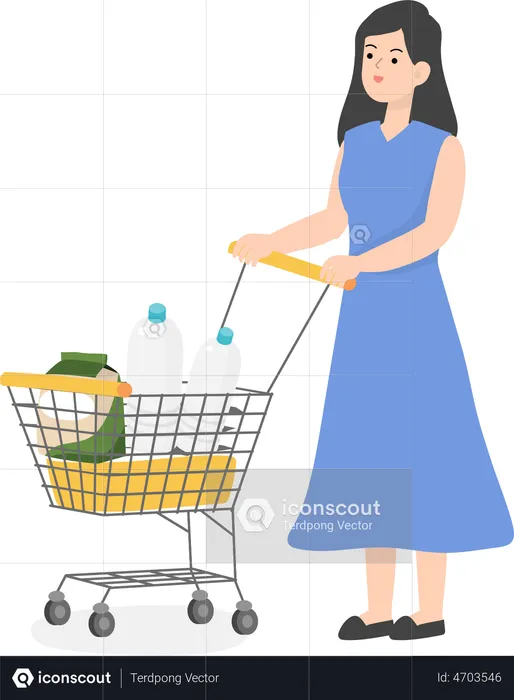 Business Woman With Trolley  Illustration