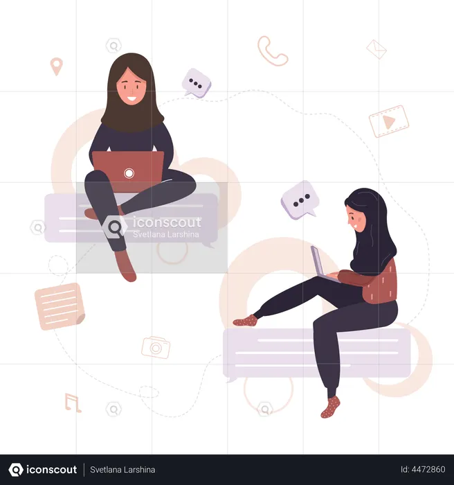 Business woman working from home  Illustration