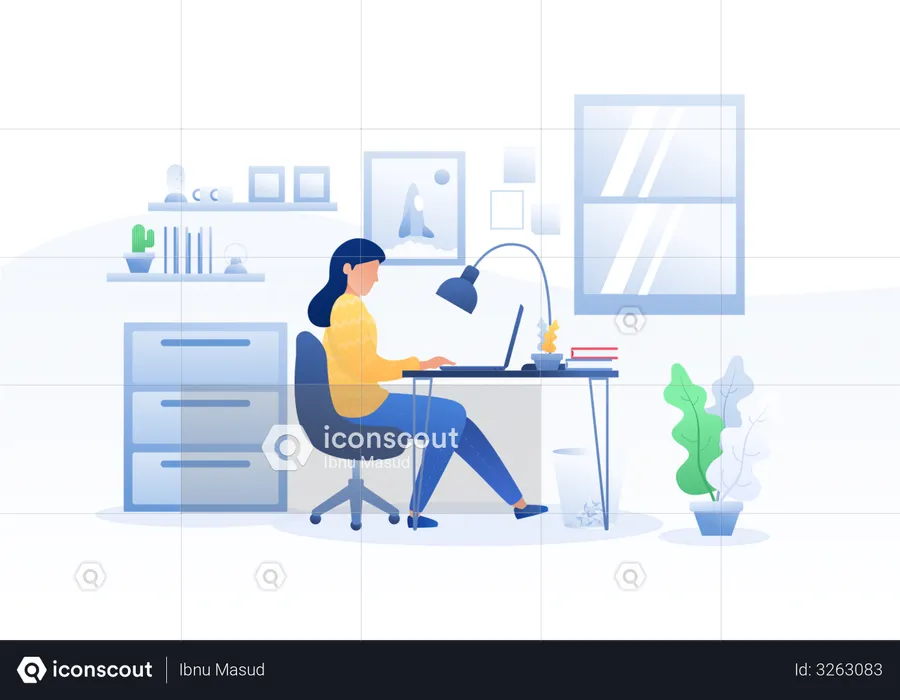 Business woman Working in office  Illustration