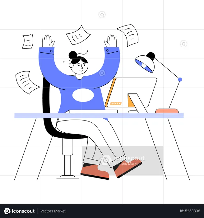 Business woman working in office  Illustration