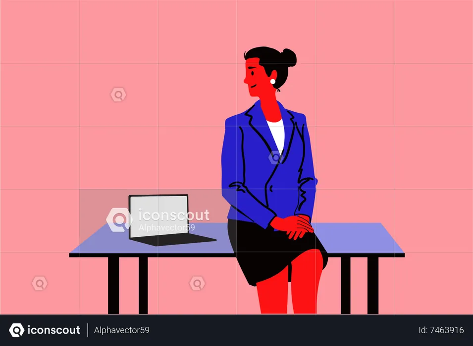 Business woman working in office  Illustration