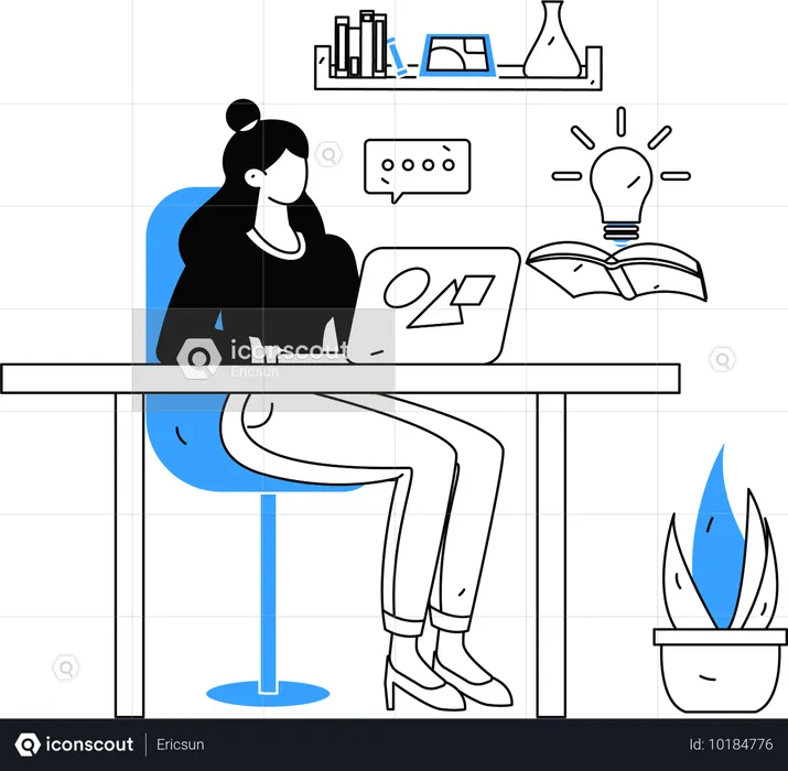 Business woman working in office  Illustration