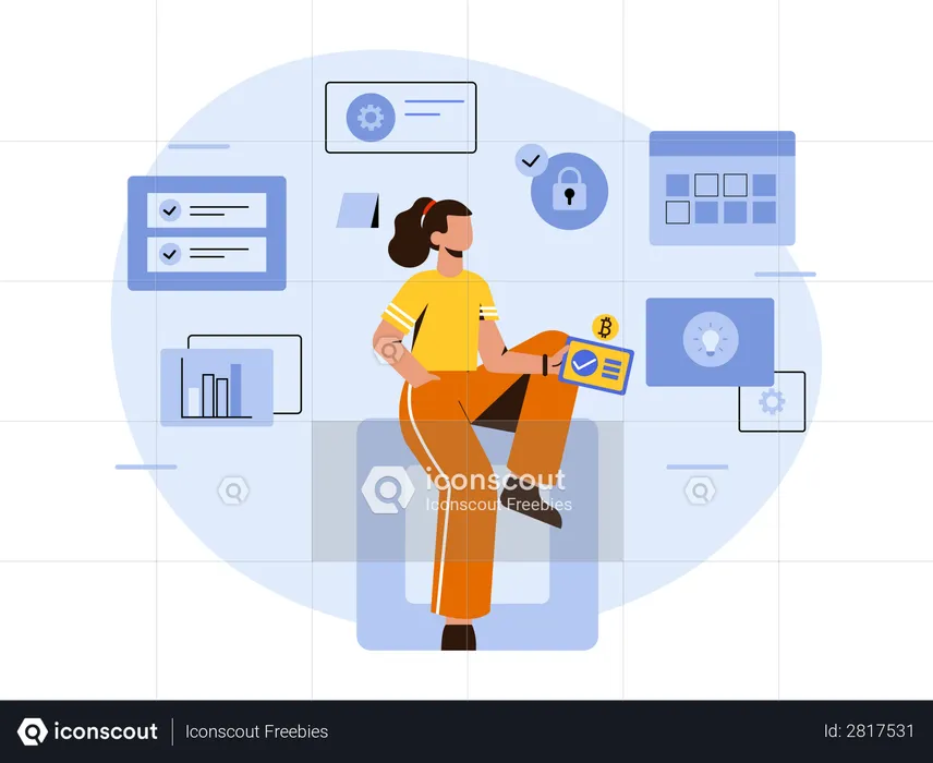 Business woman working on business development  Illustration