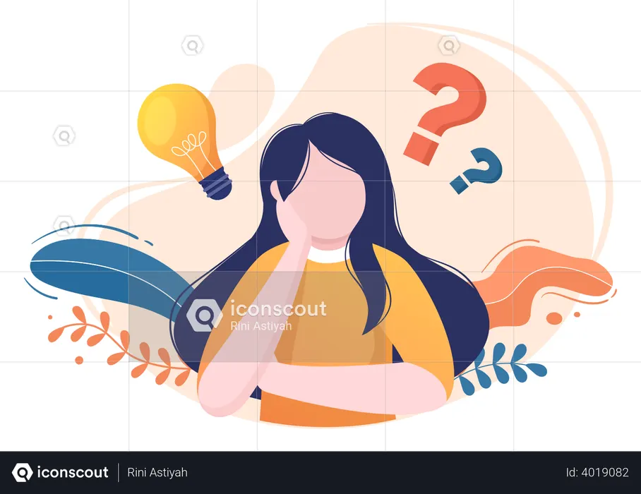 Business woman working on business problem  Illustration
