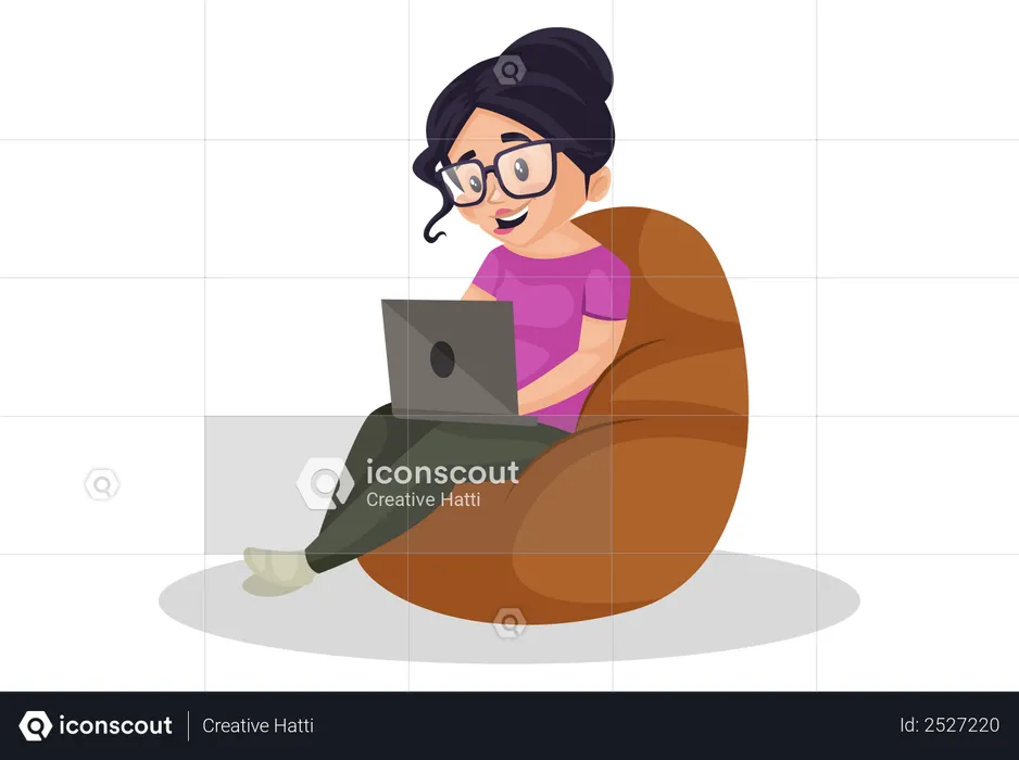 Business woman working on laptop  Illustration