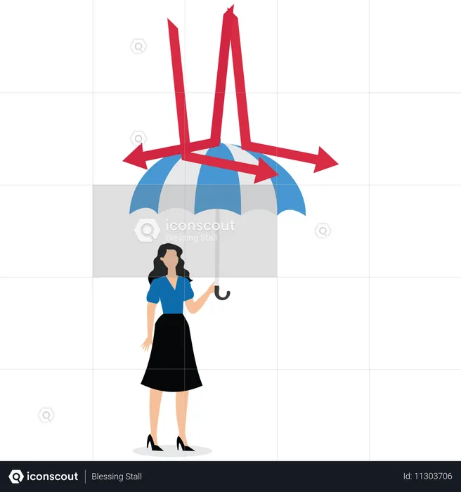 Business woman working on Prevention of financial crisis  Illustration