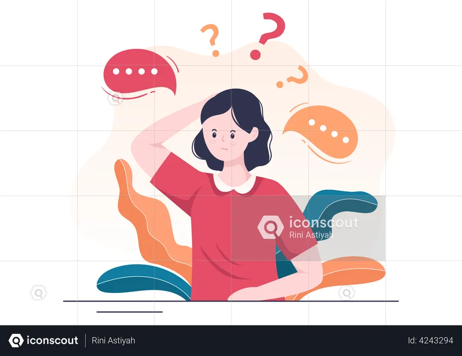 Business woman working on problem solving  Illustration