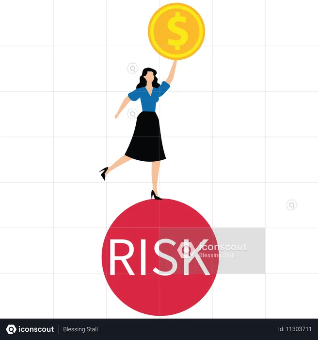 Business woman working on Risk management  Illustration