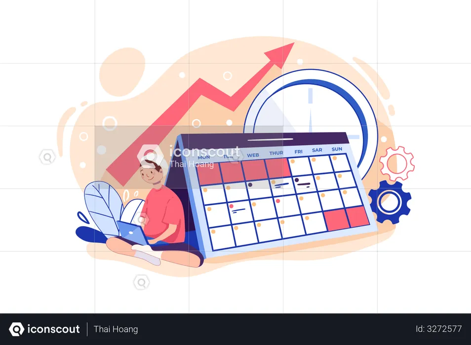 Business woman working on schedule management  Illustration