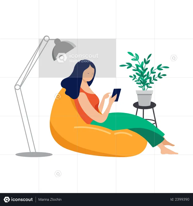 Business woman working remotely  Illustration