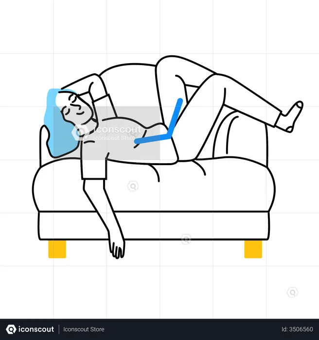 Business woman working with bad posture  Illustration