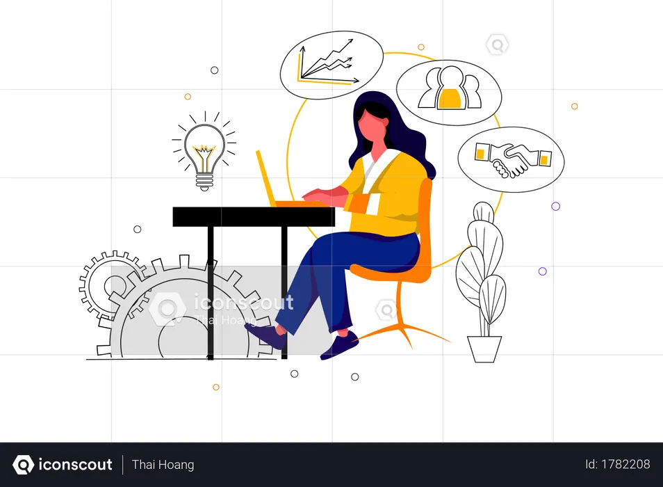 Business women create business idea and planing for resources  Illustration