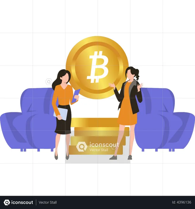 Business women discussing about bitcoin  Illustration