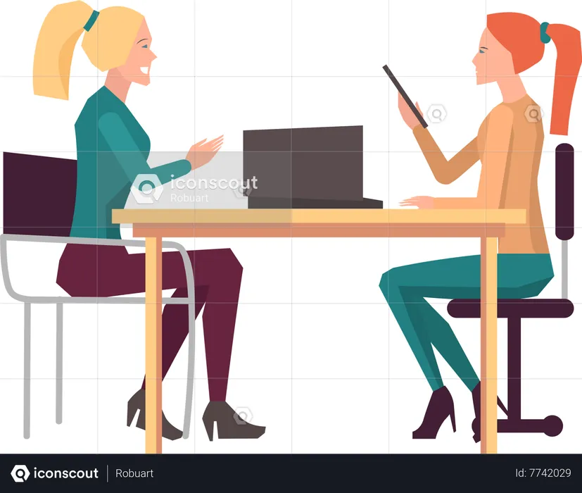 Business women discussion on business project  Illustration