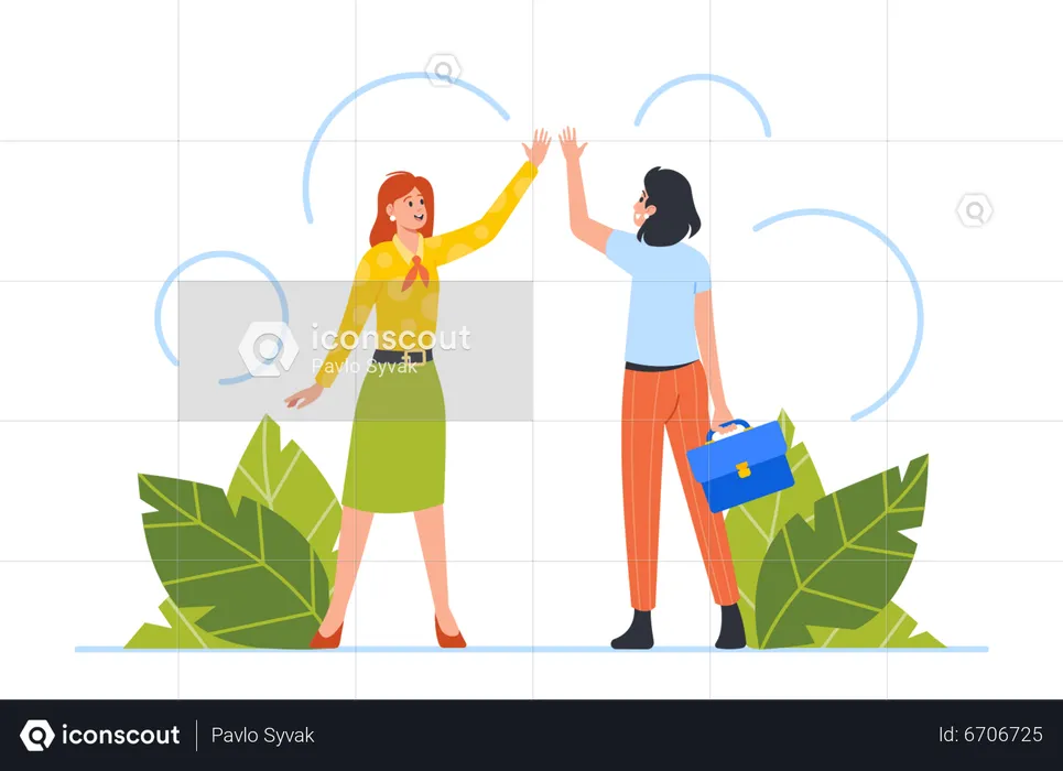 Business Women Giving High Five To Each Other  Illustration