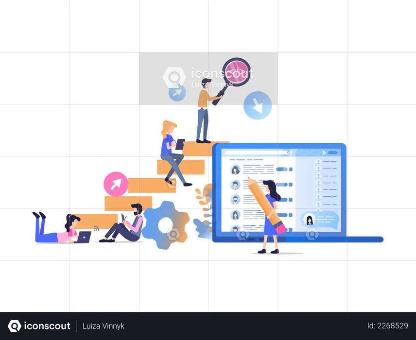 Business Worker Professional Skill Growth ladder  Illustration