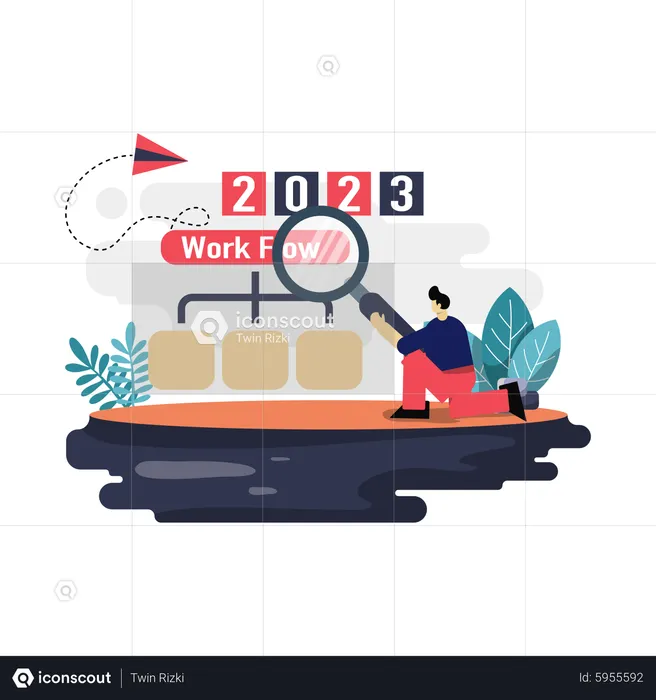 Business workflow in 2023  Illustration