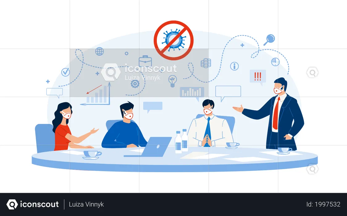 Business Workflow Strategy Planning after Covid-19  Illustration