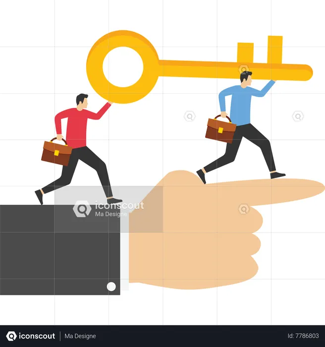 Businessbig hand pointing direction for business success  Illustration