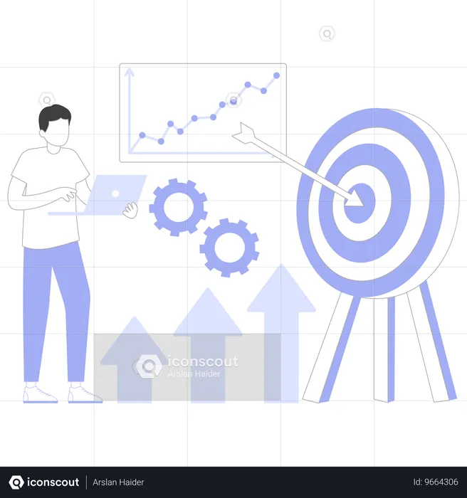 사업가가 사업 목표를 달성합니다.  일러스트레이션