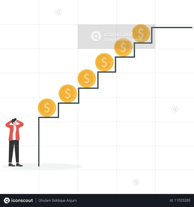 Businessman achieves financial target  Illustration