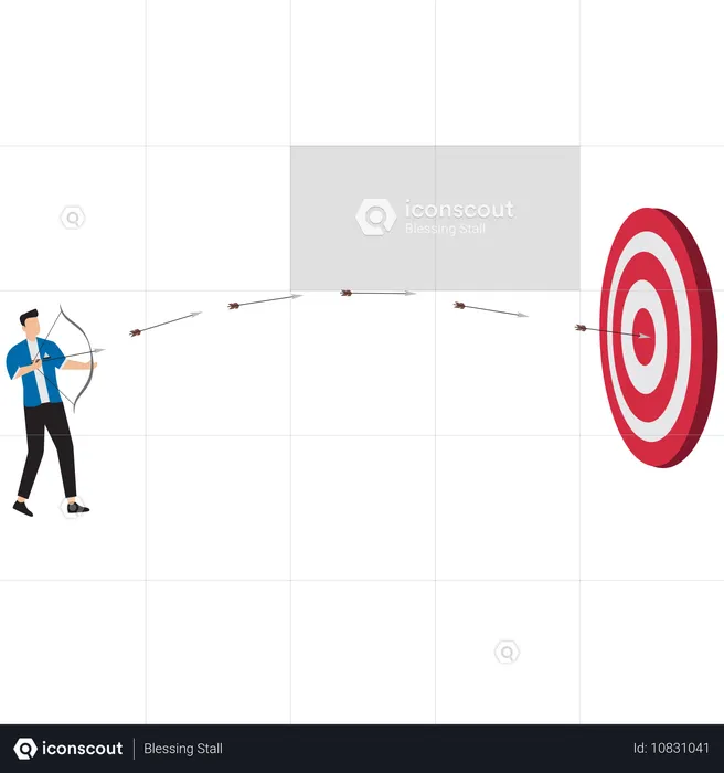 Businessman achieving business target  Illustration