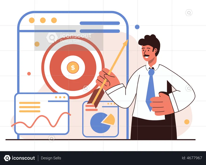 Businessman achieving business target  Illustration