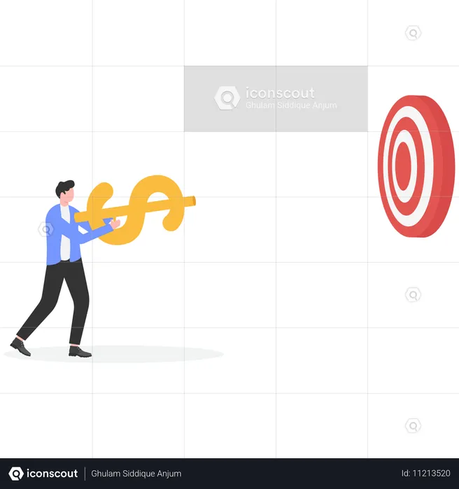 Businessman achieving finance target  Illustration