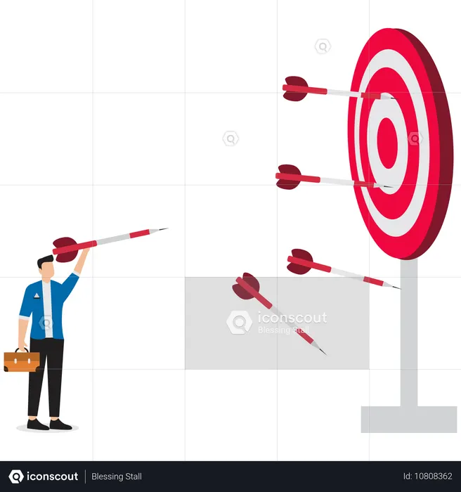 Businessman achieving goals targets  Illustration