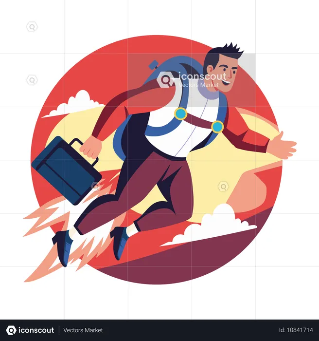 높은 목표를 달성하는 사업가  일러스트레이션