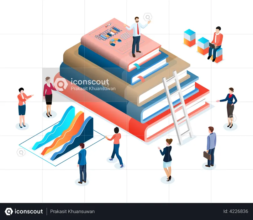 Businessman achieving target by self learning  Illustration