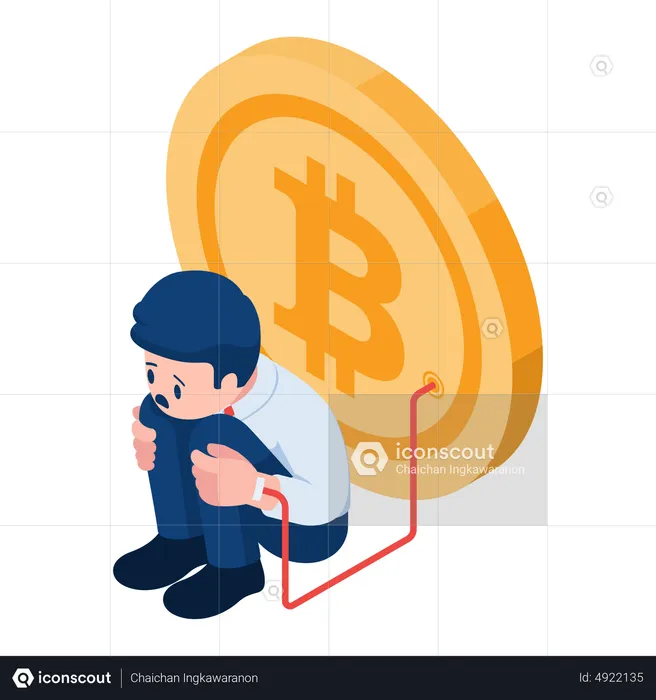 Businessman Addicted To Bitcoin  Illustration