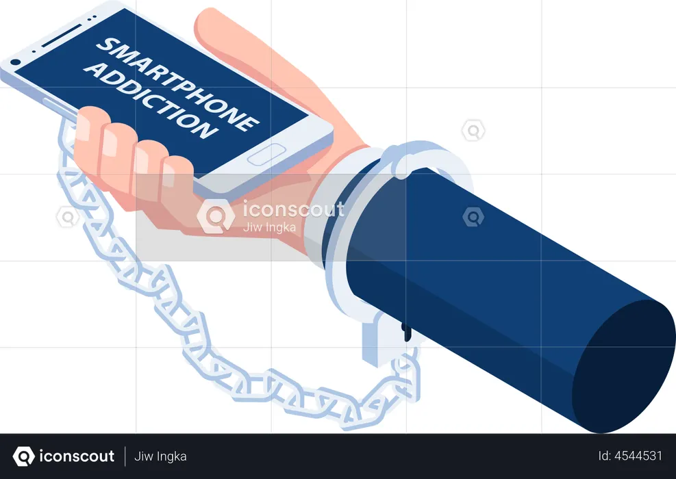 Businessman addicted to smartphone  Illustration