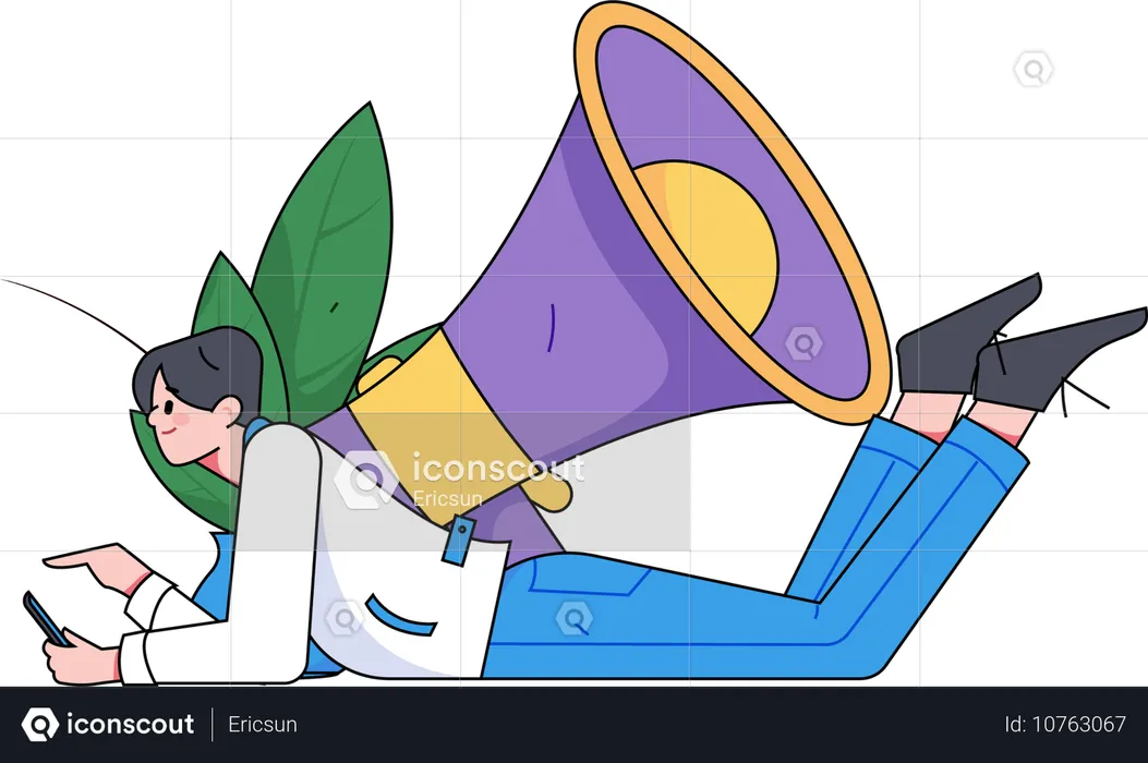 Businessman advertises on marketing platform  Illustration