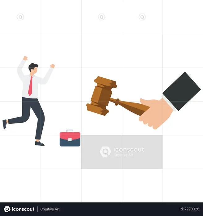 Businessman against law and justice  Illustration