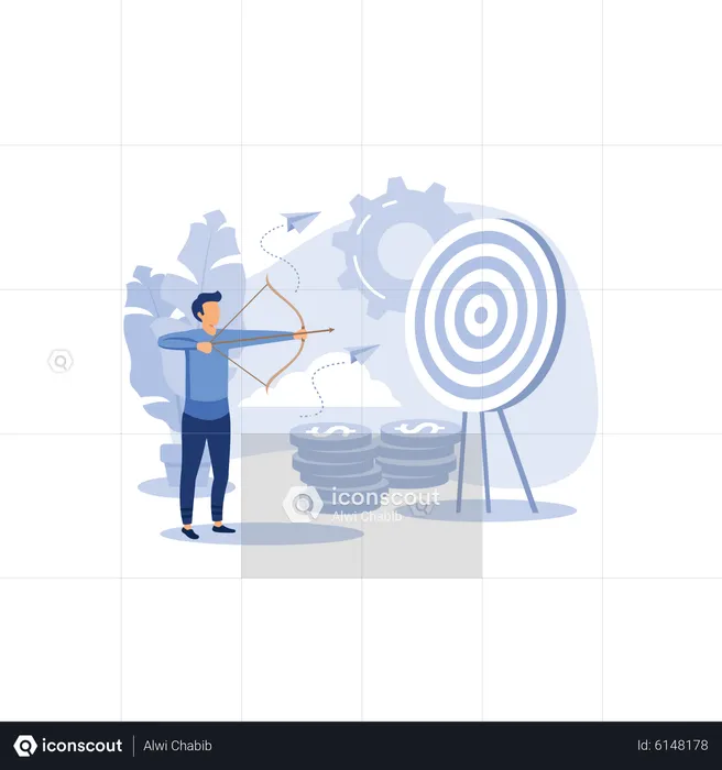 Businessman aiming at target  Illustration